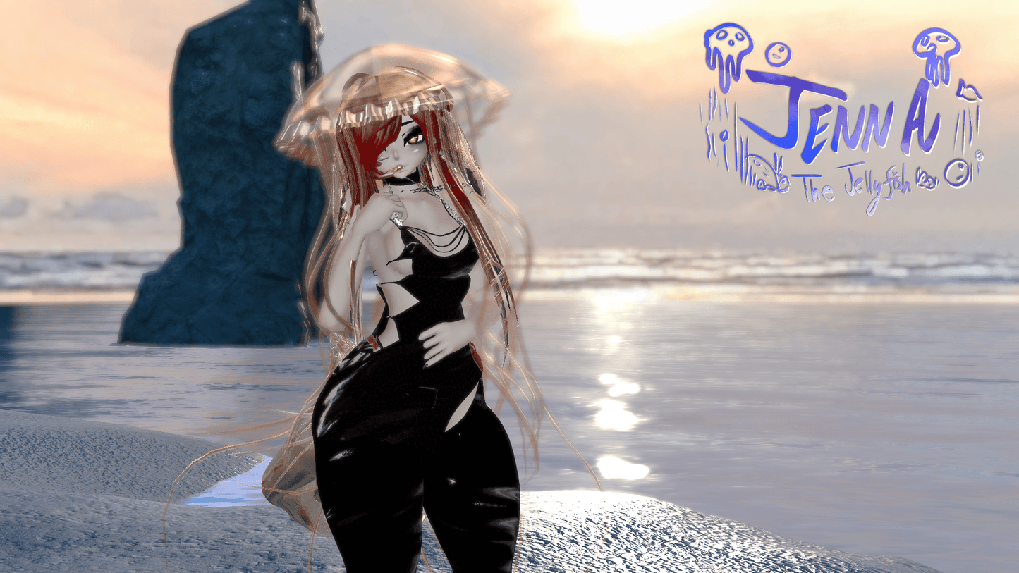 ╭┈ヾJenna, The Jellyfish 🪼 | GOGOLOCO | VRCFURY | SPS + TPS | PHYSBONES | Personal License Only | Face Tracking (VRCHAT) | PC + QUEST - DippinDotty