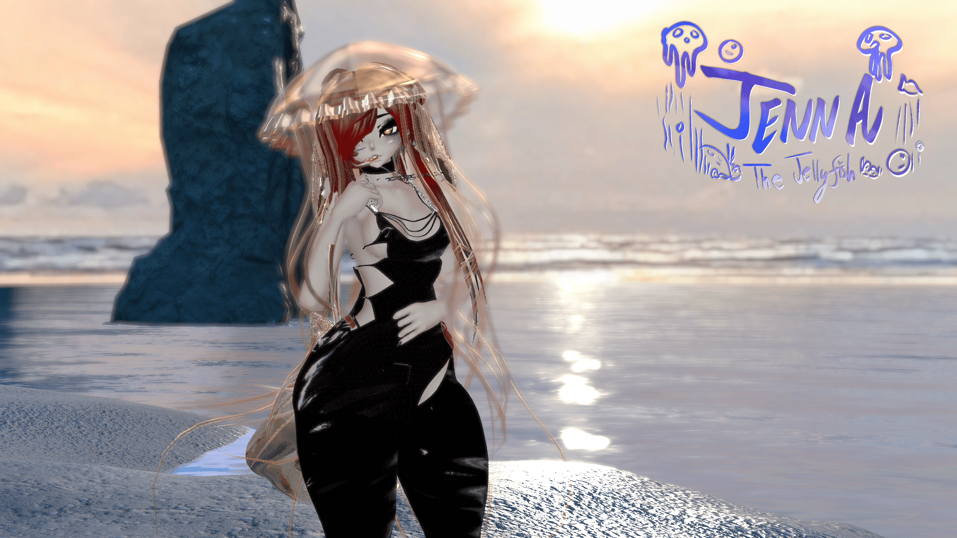 ╭┈ヾJenna, The Jellyfish 🪼 | GOGOLOCO | VRCFURY | SPS + TPS | PHYSBONES | Personal License Only | Face Tracking (VRCHAT) | PC + QUEST - DippinDotty