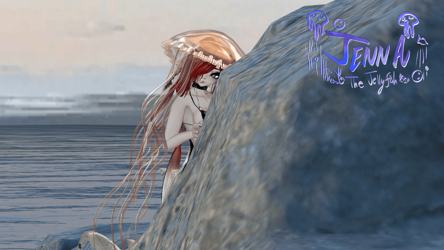 ╭┈ヾJenna, The Jellyfish 🪼 | GOGOLOCO | VRCFURY | SPS + TPS | PHYSBONES | Personal License Only | Face Tracking (VRCHAT) | PC + QUEST - DippinDotty