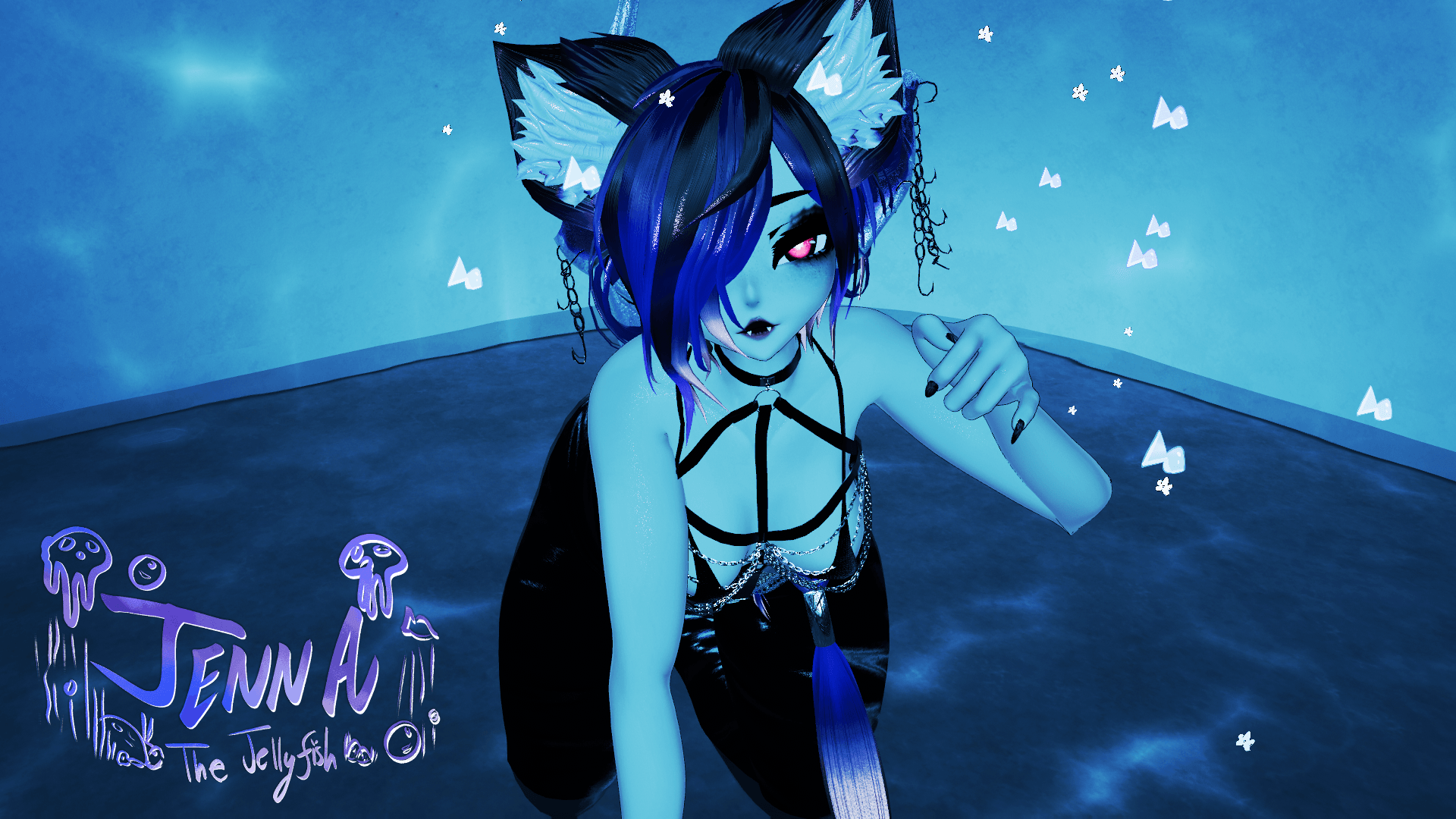 ╭┈ヾJenna, The Jellyfish 🪼 | GOGOLOCO | VRCFURY | SPS + TPS | PHYSBONES | Personal License Only | Face Tracking (VRCHAT) | PC + QUEST - DippinDotty